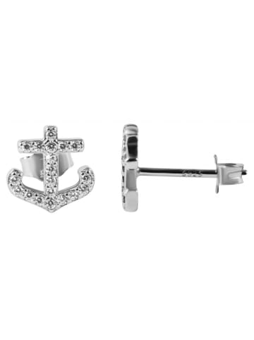 Adeliás Kinder Ohrstecker Anker aus 925 Silber mit Zirkonia in silber
