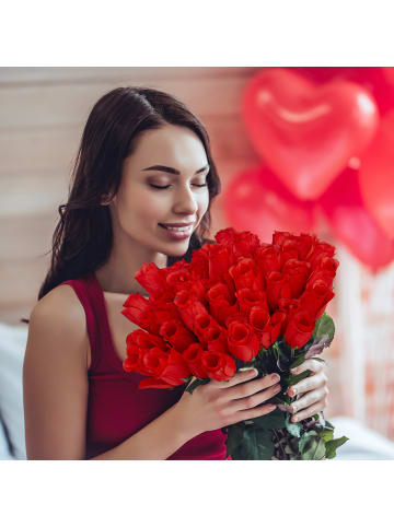 relaxdays 480x Kunstrosen in Rot