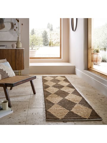 KADIMA DESIGN Teppich Jute Flachgewebe Rauten Muster, Wohnzimmer in Braun