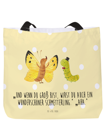 Mr. & Mrs. Panda Shopper Raupe Schmetterling mit Spruch in Gelb Pastell