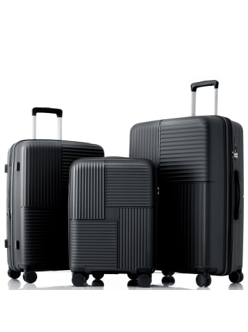 ABRIHOME Kofferset in Schwarz 3-teilig mit TSA Schloss Innenfächern und Doppelrädern