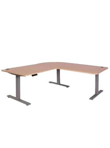 MCW Eck-Schreibtisch D40, Hellbraun, grau