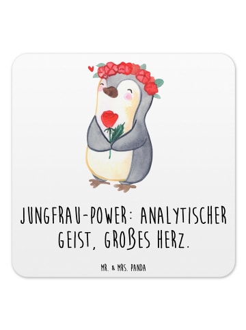 Mr. & Mrs. Panda Bierdeckel Jungfrau Astrologie mit Spruch in Weiß