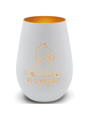 Mr. & Mrs. Panda Teelichthalter Einhorn Künstler mit Spruch in Weiß