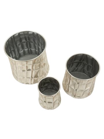 Mauro Ferretti Silberne Metall-Pflanztöpfe, 3er-Set, ø 35x38,5-27,5x33-18,5x26,5 cm
