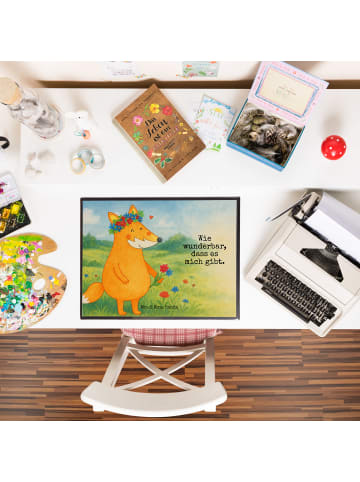 Mr. & Mrs. Panda Tischpad Fuchs Blumen Design mit Spruch in Weiß