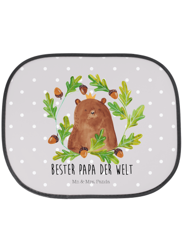 Mr. & Mrs. Panda Auto Sonnenblende Bär König mit Spruch in Grau Pastell