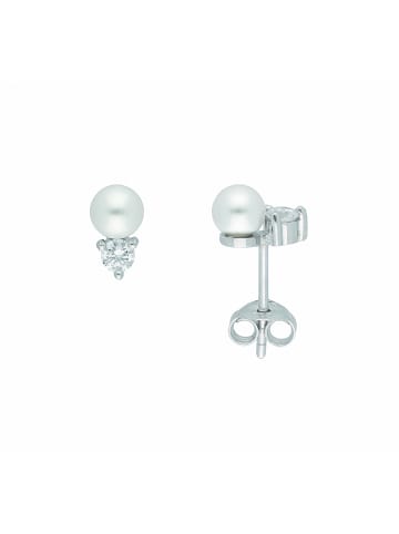 Adeliás Damen 925 Silber Ohrringe / Ohrstecker mit Zirkonia Ø 5 mm in natur