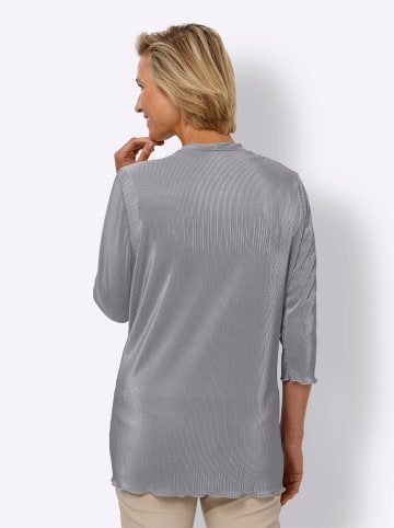 Sieh an! Plissee-Shirtjacke in steingrau