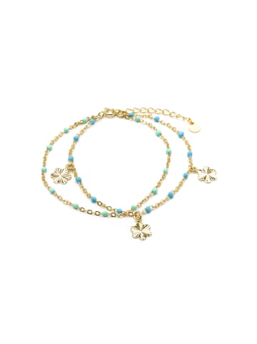 Luxenter Armband aus 925er Sterlingsilber und blau lackiertem mit 18K Gelbgold-Finish