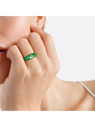Glanzstücke München Ring Sternzeichen Löwe aus Sterling Silber mit Zirkonia in gelbgold