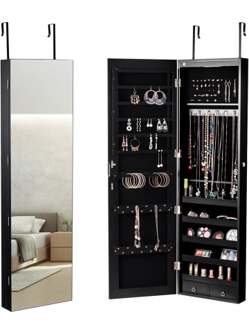 COSTWAY Schmuckschrank mit LED in Schwarz