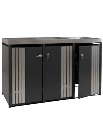 MCW 3er-Mülltonnenverkleidung O67, Anthrazit Edelstahl