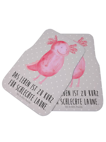 Mr. & Mrs. Panda Autoteppich Axolotl Glücklich mit Spruch in Grau Pastell