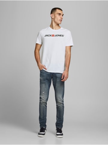 Jack & Jones JJECORP LOGO Print Kurzarm 2-er Stück Pack T-Shirt in Weiß-Grau