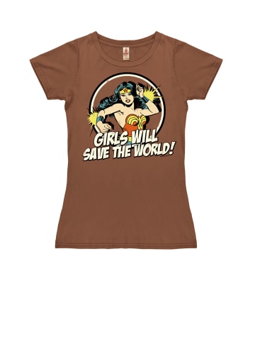 Logoshirt T-Shirt DC - Wonder Woman - Girls Will in Braun