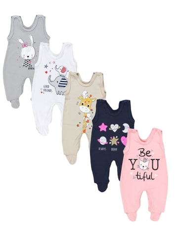 TupTam Baby Strampler mit Aufdruck Spruch 5er Pack in weiß/beige