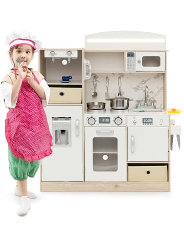 COSTWAY Kinderküche inkl. Zubehör in Beige