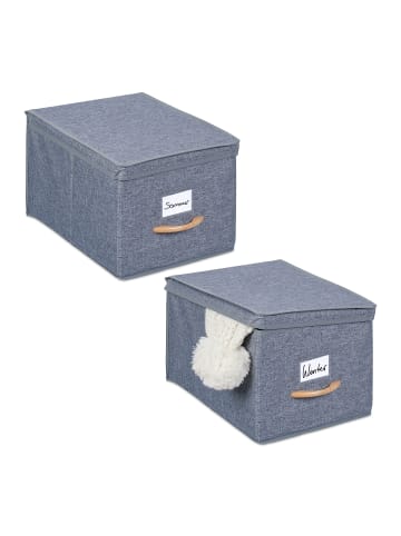 relaxdays 2 x Aufbewahrungsbox in Grau - (B)30 x (H)25 x (T)42,5 cm