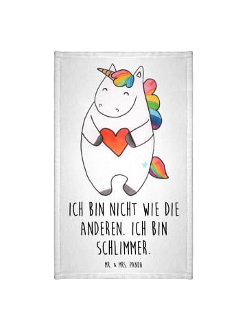 Mr. & Mrs. Panda Gästehandtücher Einhorn Herz mit Spruch in Weiß