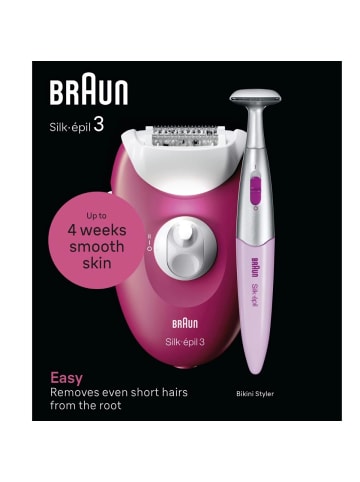 Braun Epilierer Rasierer 3-202 Silk-épil 3 in Pink