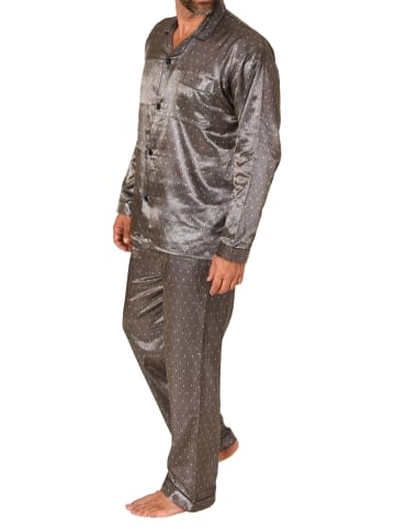 NORMANN atin Pyjama durchknöpfbareSchlafanzug - 77589 in anthrazit