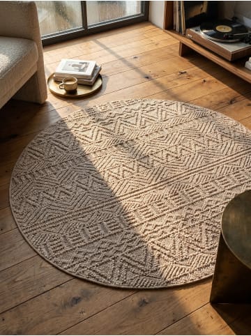 KADIMA DESIGN Flachgewebe-Teppich Ethno Streifen Boho Pflegeleicht in Beige