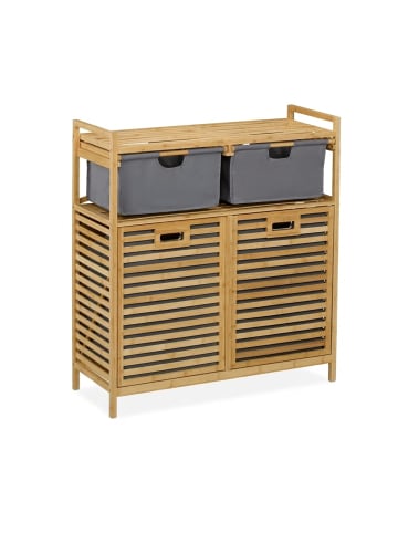 relaxdays Wäschekorb in Natur/ Grau - (B)88 x (H)95 x (T)33 cm