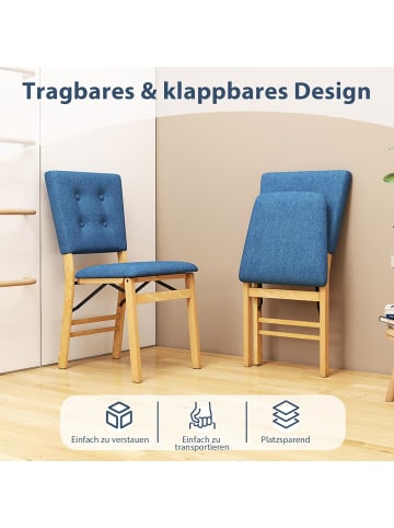 COSTWAY 2er Set Klappstühle Esszimmerstühle in Blau