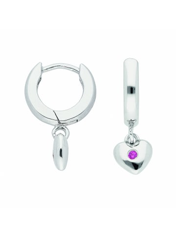 Adeliás Damen 925 Silber Ohrringe / Creolen Herz mit Zirkonia Ø 11,9 mm in bunt