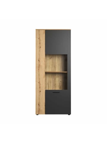 ebuy24 Vitrinenschrank Esteban Grau 80 x 42 cm