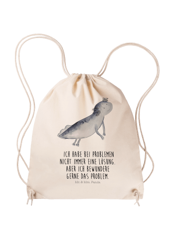 Mr. & Mrs. Panda Gym-Tasche Axolotl Schwimmen mit Spruch in Creme