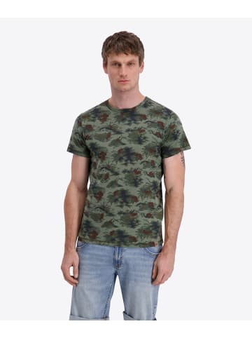 Timezone Blumiges T-Shirt mit Rundhalsausschnitt und normalem Schnitt in Grün