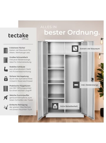 tectake Metallschrank mit 6 Fächern und Kleiderstange
