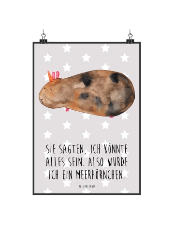 Mr. & Mrs. Panda Poster Einhorn Meerschweinchen mit Spruch in Grau Pastell