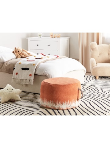 Beliani Pouf KAWAI in Orange/Weiß - (W) 50 x (H) 30 x (L) 50 cm