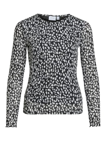 Vila Modisches Langarmshirt mit gepunktetem Muster und Rundhals in Schwarz-2
