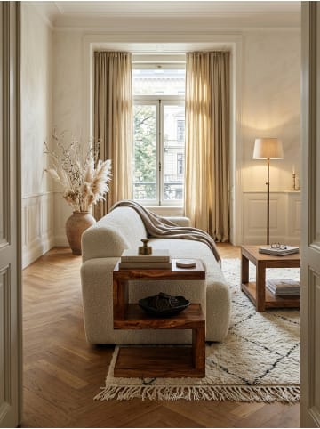 KADIMA DESIGN Beistelltisch S-Cube: Sheesham-Holz, S-Form, 44x30 cm, 60 cm Höhe in Braun