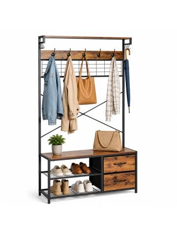 relaxdays Garderobenständer in Braun/ Schwarz - (B)80 x (H)176 x (T)30 cm