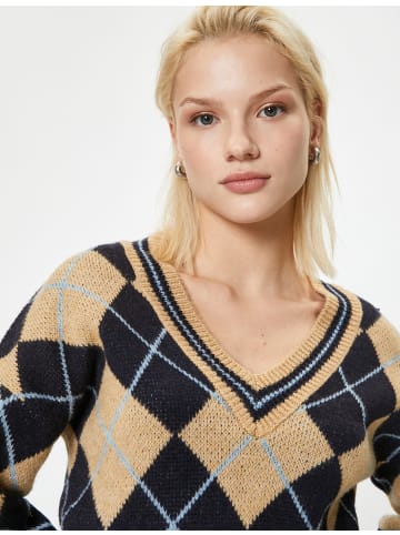KOTON Sweater in Marineblau Gemustert