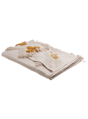 Beliani Kuscheldecke ADONI in Beige/Schwarz/Gelb - (W) 130 x (H) 1 x (L) 180 cm