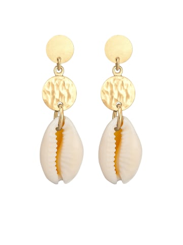 Elli Ohrringe 925 Sterling Silber Muschel, Plättchen in Gold