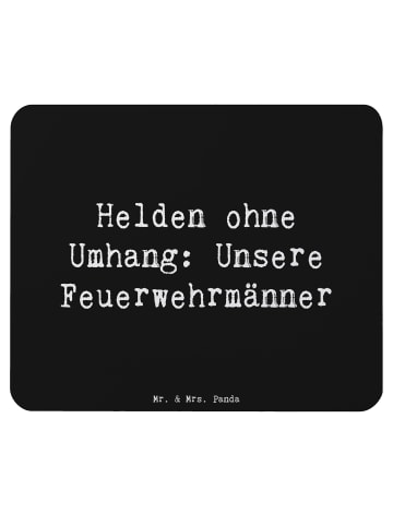 Mr. & Mrs. Panda Mauspad Spruch Feuerwehrmann Helden mit Spruch in Schwarz