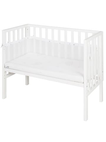 roba Beistellbett safe asleep® 2in1 weiß höhenverstellbar + Mesh & Matratze