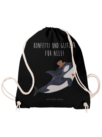 Mr. & Mrs. Panda gym tasche Orca Zylinder mit Spruch in Schwarz