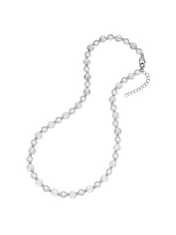 True Rebels Kette aus Edelstahl mit Quarz Muschelkernperle in rosa