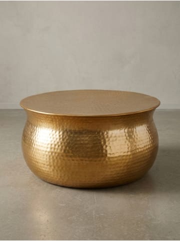 KADIMA DESIGN Couchtisch 60x30,5x60 cm Aluminium Beistelltisch orientalisch in Gold