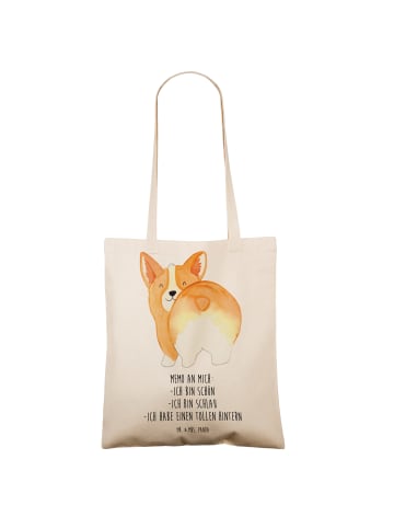 Mr. & Mrs. Panda Tote Bag Corgi Po mit Spruch in Creme