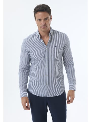 JIMMY SANDERS Hemd Langarm Gestreift in navy