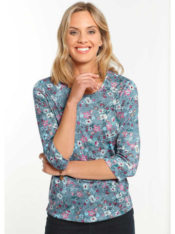 GOLDNER Raffiniertes Druckshirt mit 3/4-Arm in hellblau / bunt